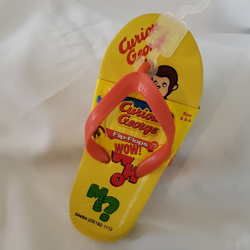 PBS Kids Curious George Flip Flop Yellow Toddler Small S 8-9 8 9 NWT